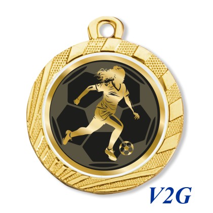cod. 23.280.32.V2G - Conf. 100 medaglie mm 32 calcio femminile