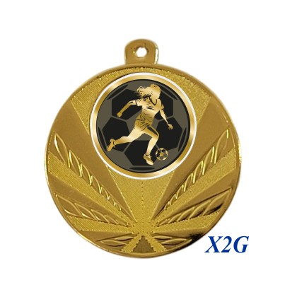 cod. 23.285.50.X2G - Conf. 100 medaglie mm 50 calcio femminile