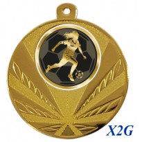 cod. 23.285.50.X2G - Conf. 100 medaglie mm 50 calcio femminile