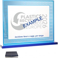 Crystal trophy cm 23x18 until 5 pz