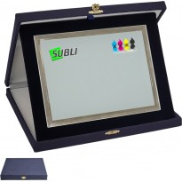 Set targa cristallo e astuccio cm 26x21