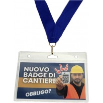Badge cm 9x12 con nastro - min. 10 pz