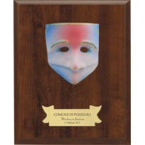 Maschera in ceramica con legno cm 16x11