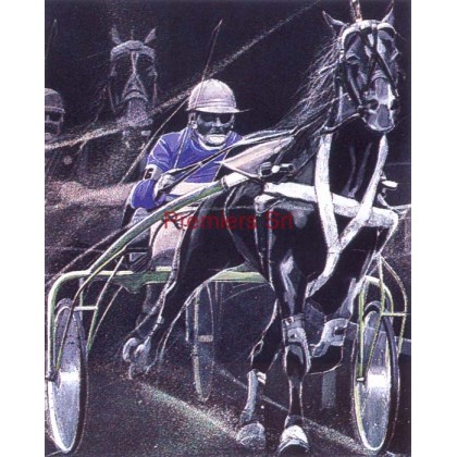 cod. P.CAV08 - Cornice con Poster Cavallo trotto 24x18