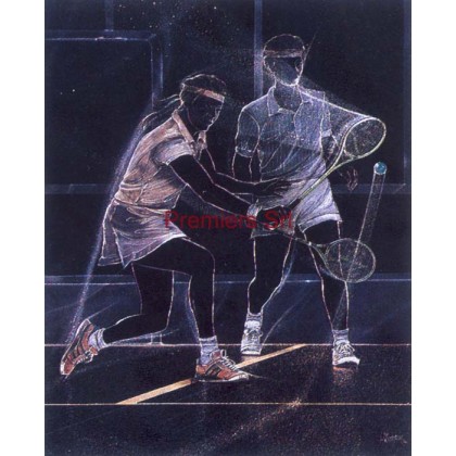 cod. P.TE31 - Cornice con Poster Tennis Doppio 24x18