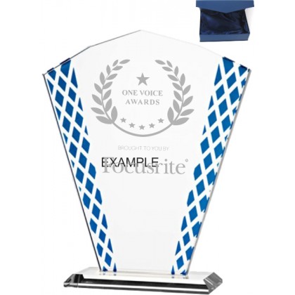 cod. P.TRC25.673A - Trofeo targa cristallo cm 22x18+box