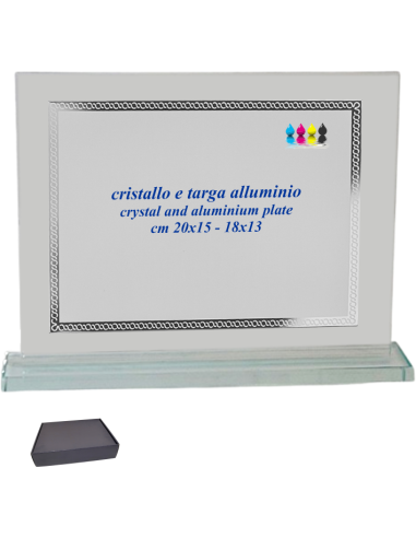 cod. 25.627A - Set targa alluminio e cristallo cm 24x19 f5