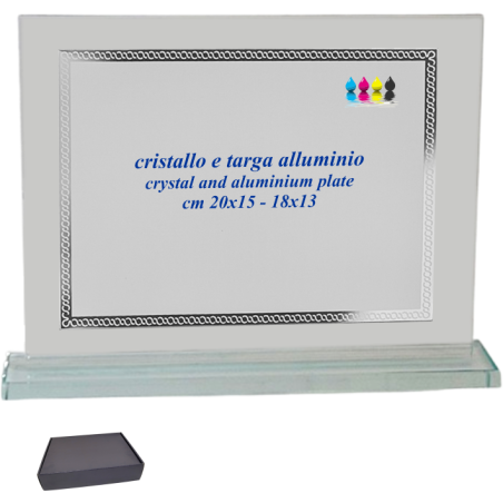 cod. 25.627A - Set targa alluminio e cristallo cm 24x19 f5